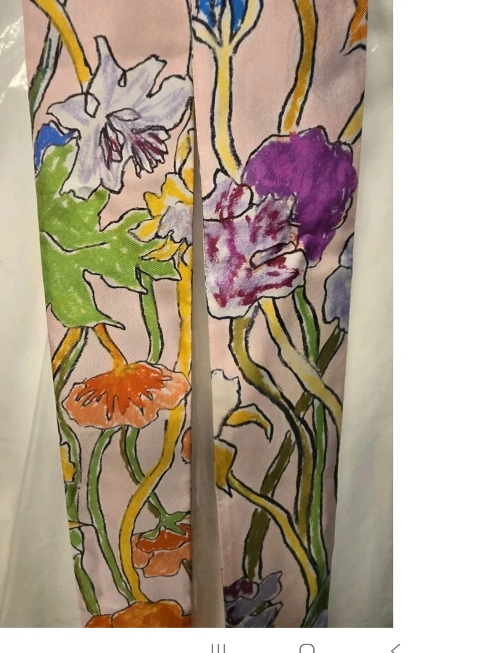 Burberry Skinny Silk Cascading Flowers Scarf Light Pink NWT